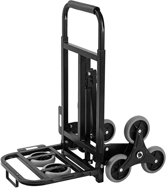 Stair Climber Hand Truck Heavy Duty Stair Climbing Folding Handcart 6 Wheels & 2 Backup Adjustable Handle Dolly Cart Trolley