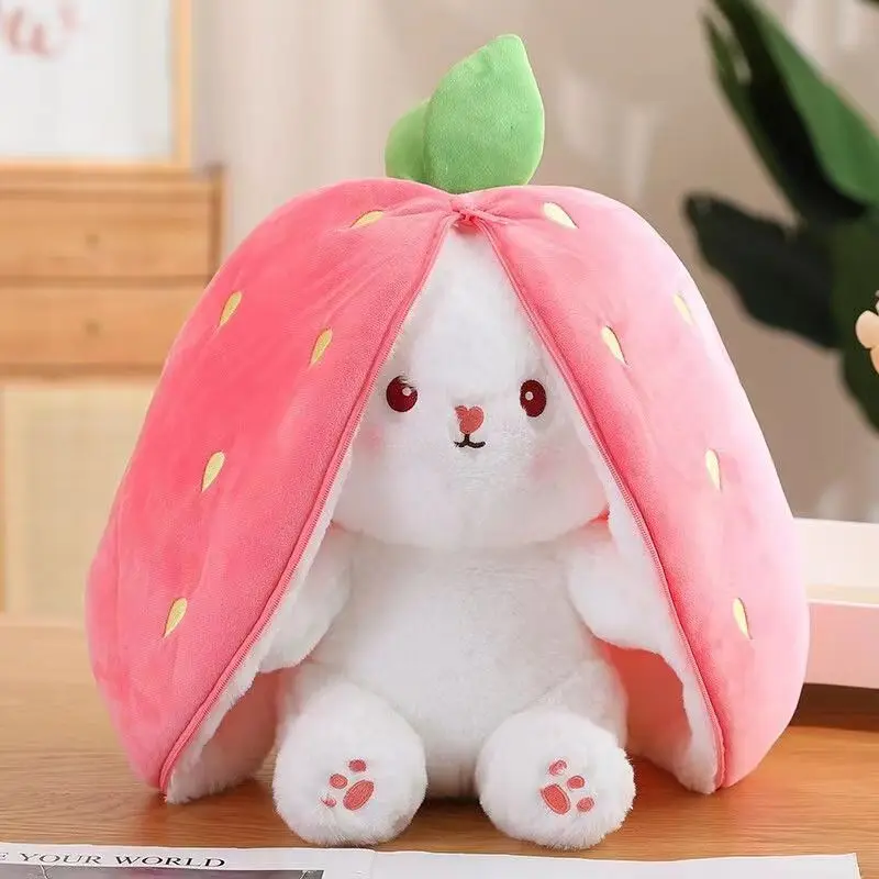 New hot small fruit turn strawberry rabbit doll carrot plush toy rabbit toy velveteen rabbit plush toy