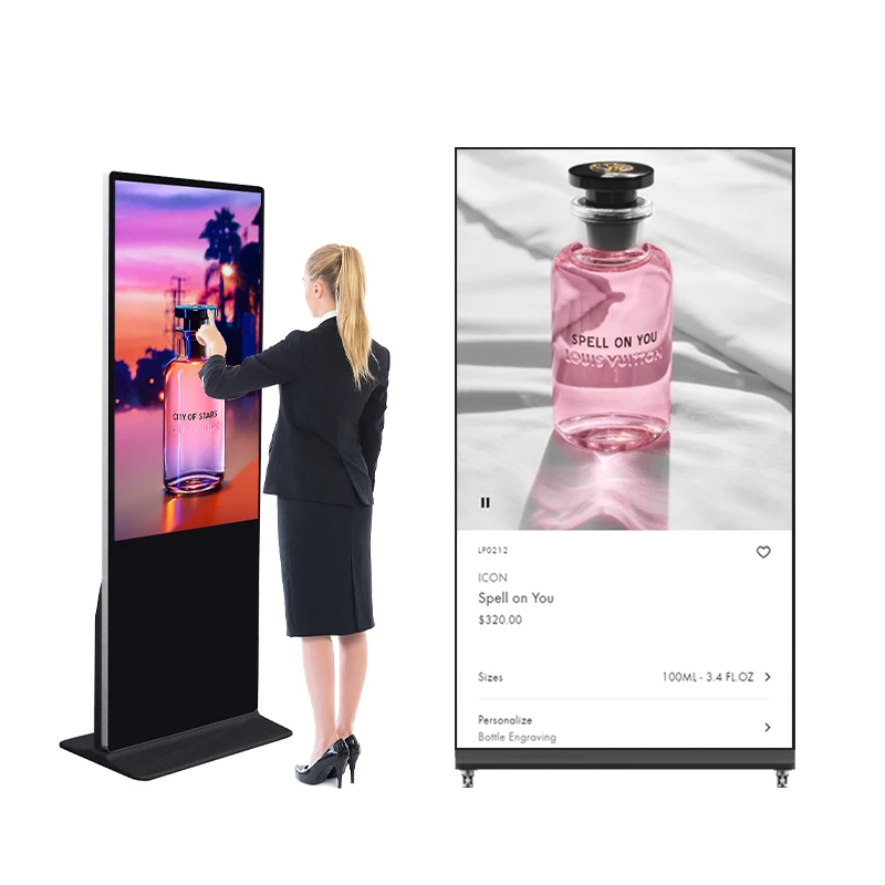 32 43 50 55 65 75 86 98 inch 4K floor standing digital signage advertising display lcd signages and displays touch screen totem