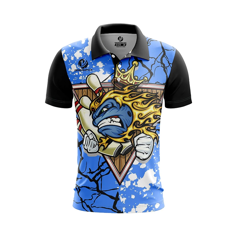 wholesale custom cheap team retro polo silk bowling shirts sublimated bowling shirts