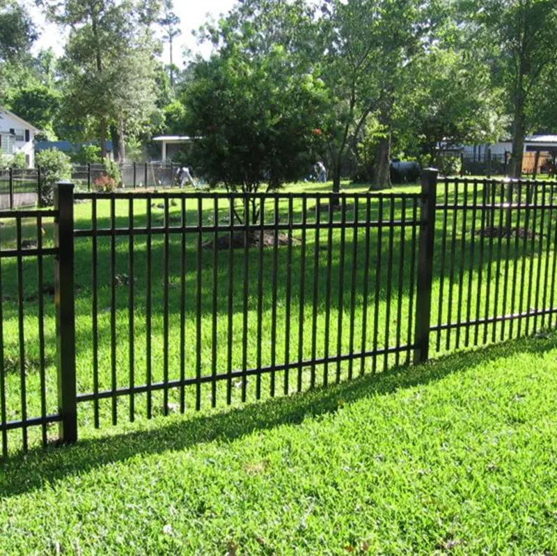 free sample flat top steel picket fence with powder coated in black color design