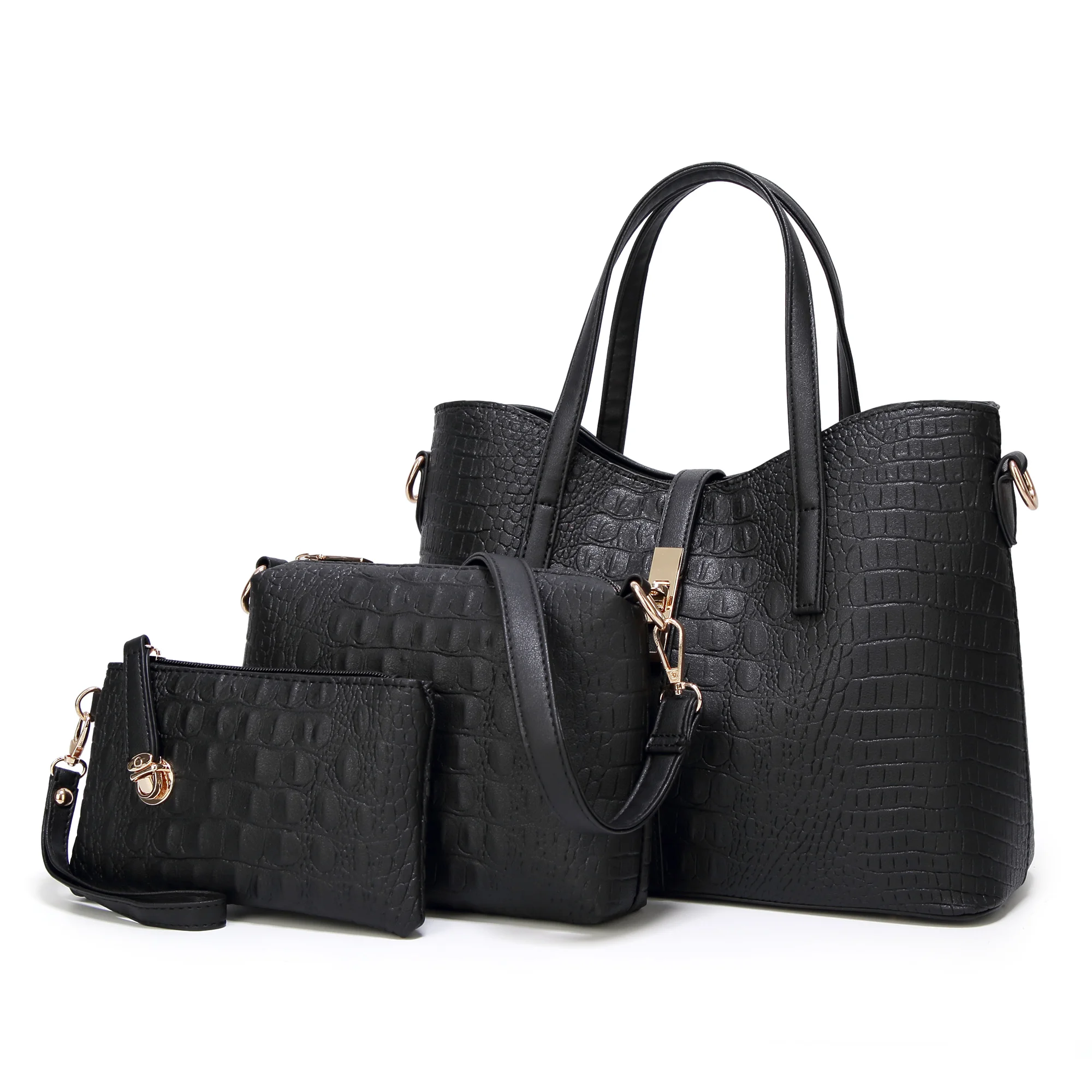 
3 Pcs Set Bag Design Designer Hobo Ladies Hand Leather Women Wholesale Brand Crocodile Fashion Purses Handbags 