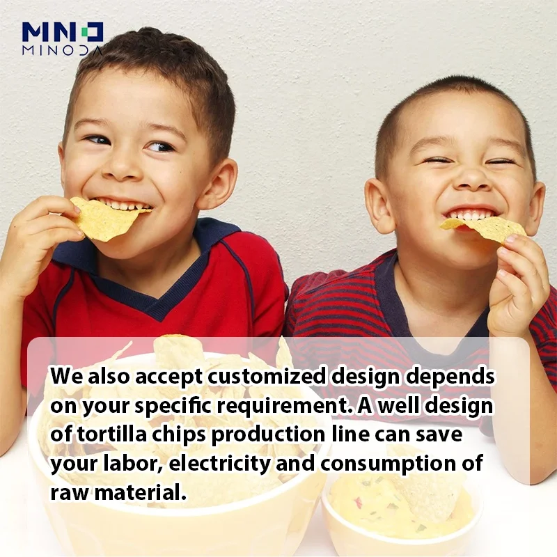 MINODA Custom Double Screw Extruder Snack Food Machine Cone Fried Corn Bugles Chips Production Line