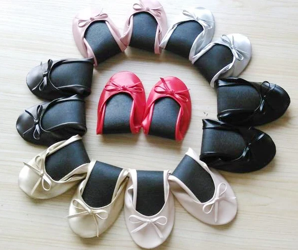 Event Party gift Champagne gold fold up ballerina flats cheap price ballet shoes for Invitation gift