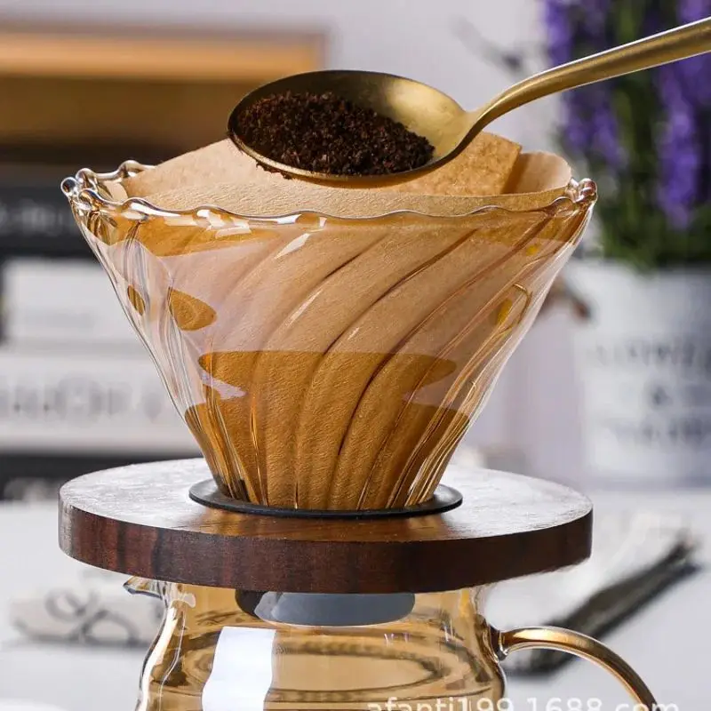 Electroplated Coloured Glass Cloud Jug Set Sharing Pot Coffee Filter Household Mug with Black Walnut Wooden Tray Coffee