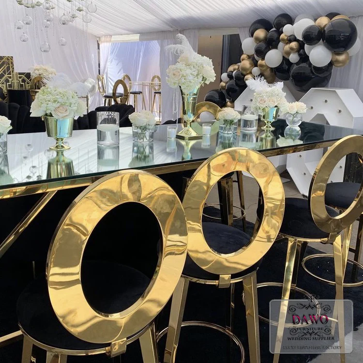 Modern gold frame steel strip back stool chair metal high bar stool chair