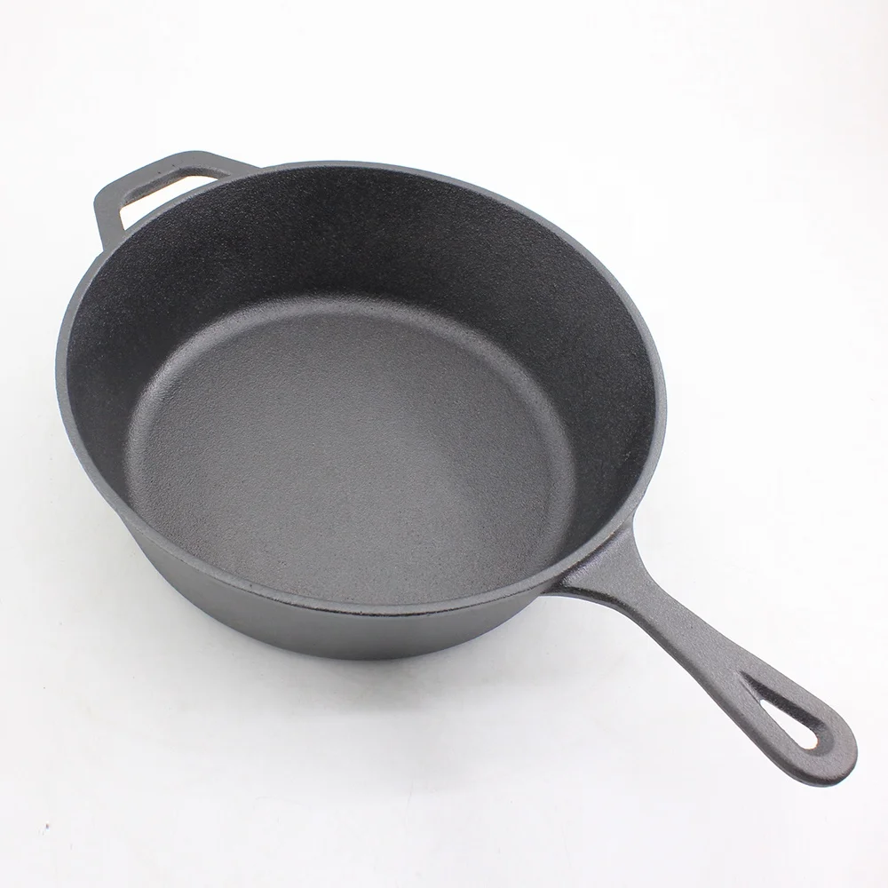 Non-stick Double Used Iron Casserole 2-in-1 Cast Iron Covered Black Dutch Oven