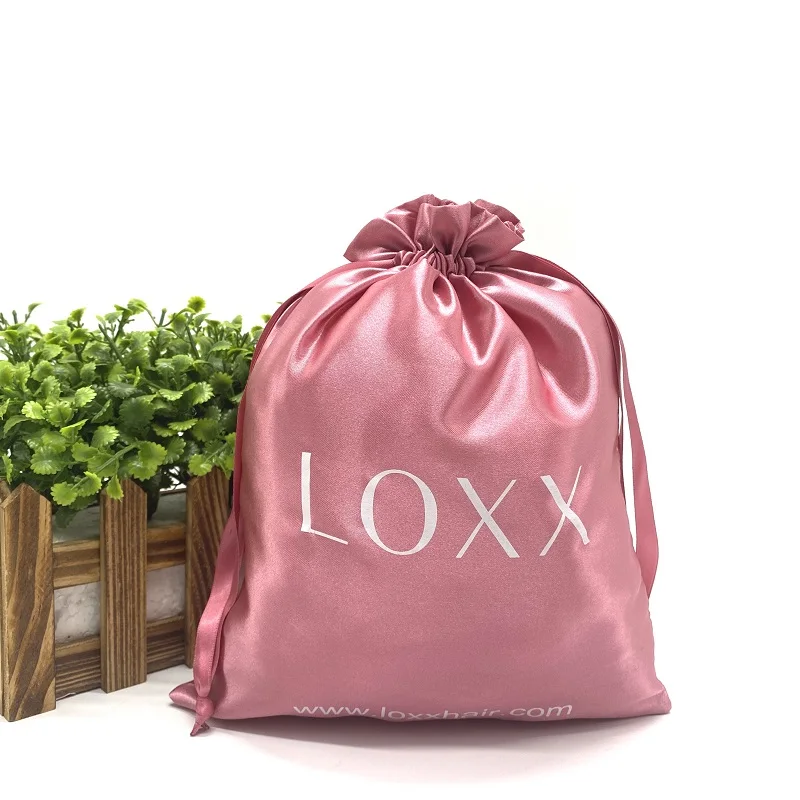 Custom Logo Drawstring Human Hair Cosmetic Bags Clear Wig Bundle Pouch Hair Extensions Packing Bag