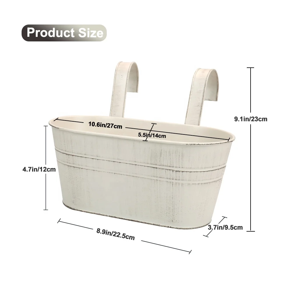 Hanging Planter Box Garden Flower Pot Holder Potted Stand Mounted Balcony Plant Basket Metal Fence