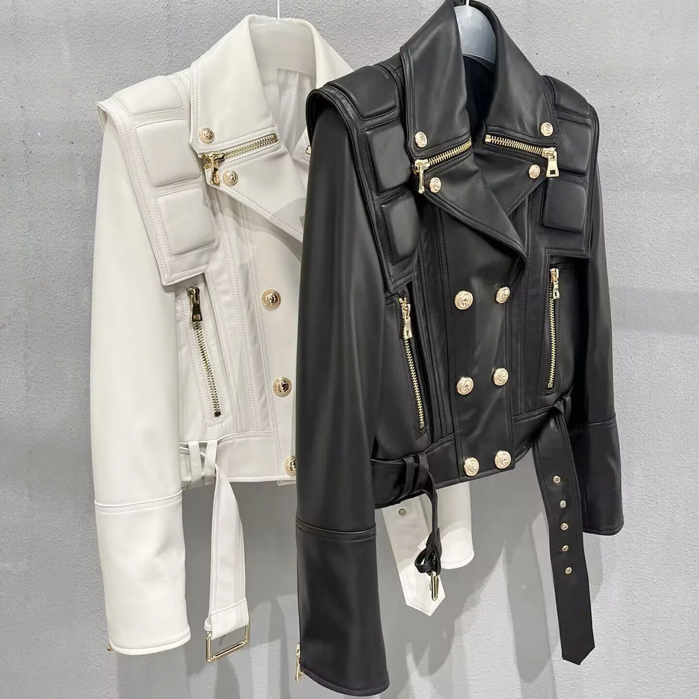 Custom Genuine Leather Jacket 2023 Leather Women Black Leather Coats With Logo