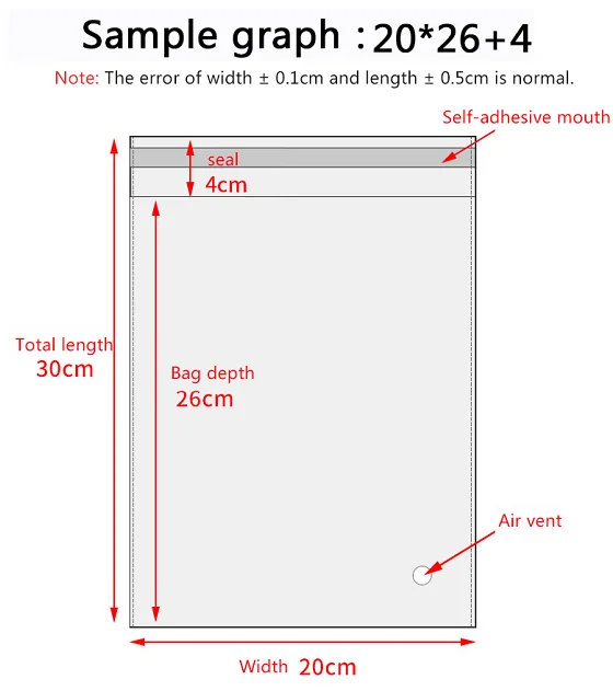 100 Pcs Manufacturers Biscuit Packing Printing OPP Cellophane Logo Self Adhesive Packaging Opp Bags For Clothing