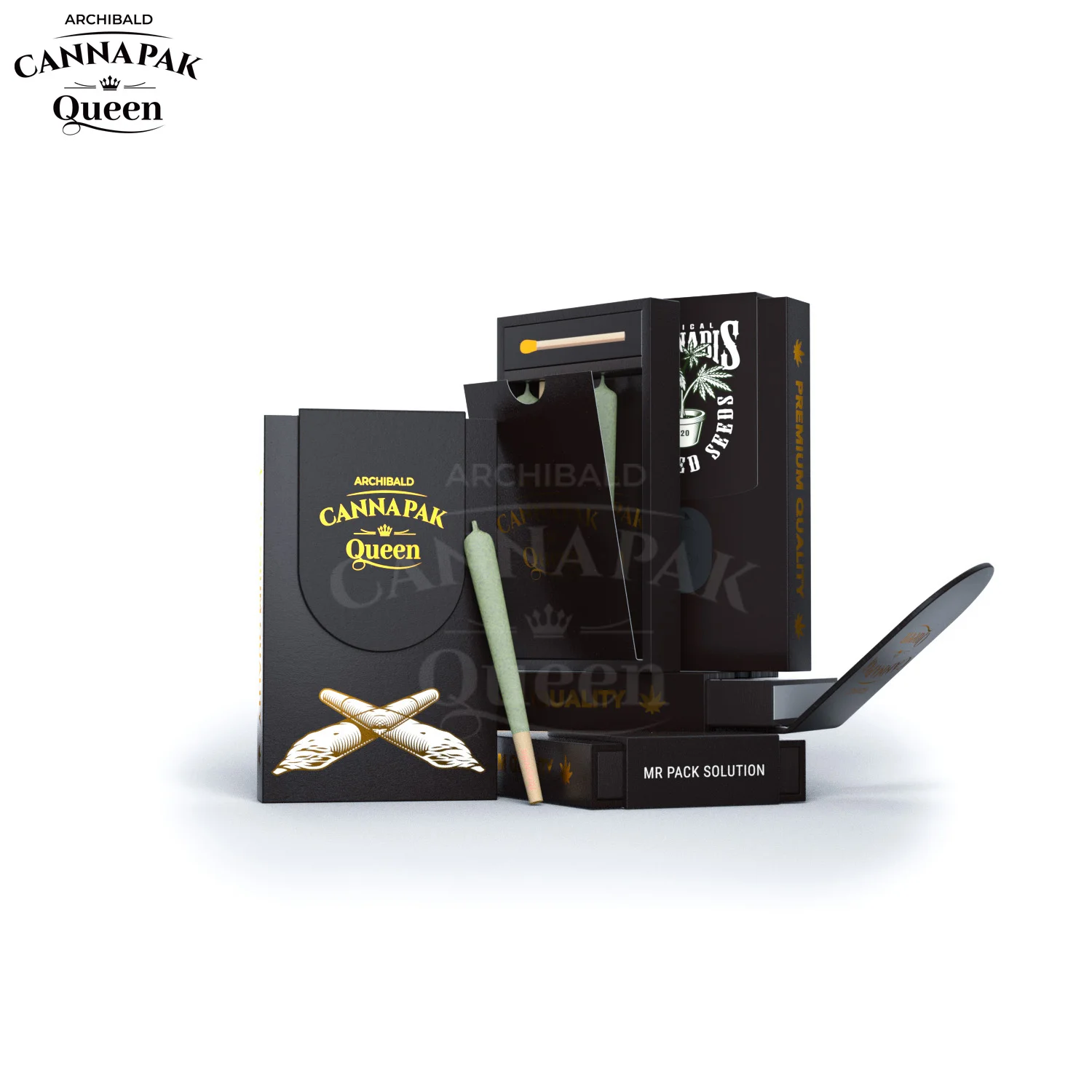 Archibald Exported Good Quality Tobacco Box Child Resistant Slide Out Cassette Tape Pre Roll Packaging Boxes With Match