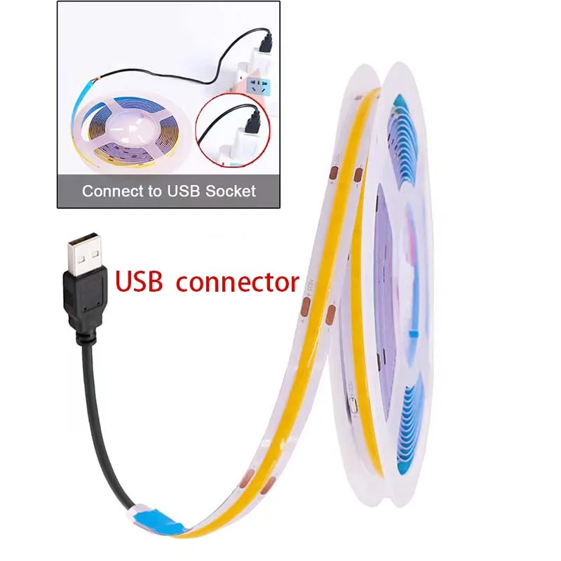 5 В USB COB гибкая лента освещения и режущая Светодиодная для подсветки