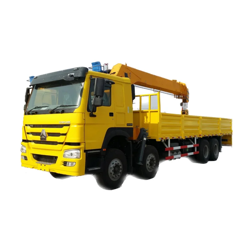 Qualified 8*4 Heavy duty howo truck mounted crane 30ton 25ton  telescopic boom crane truck euro 3 euro 5 chosen