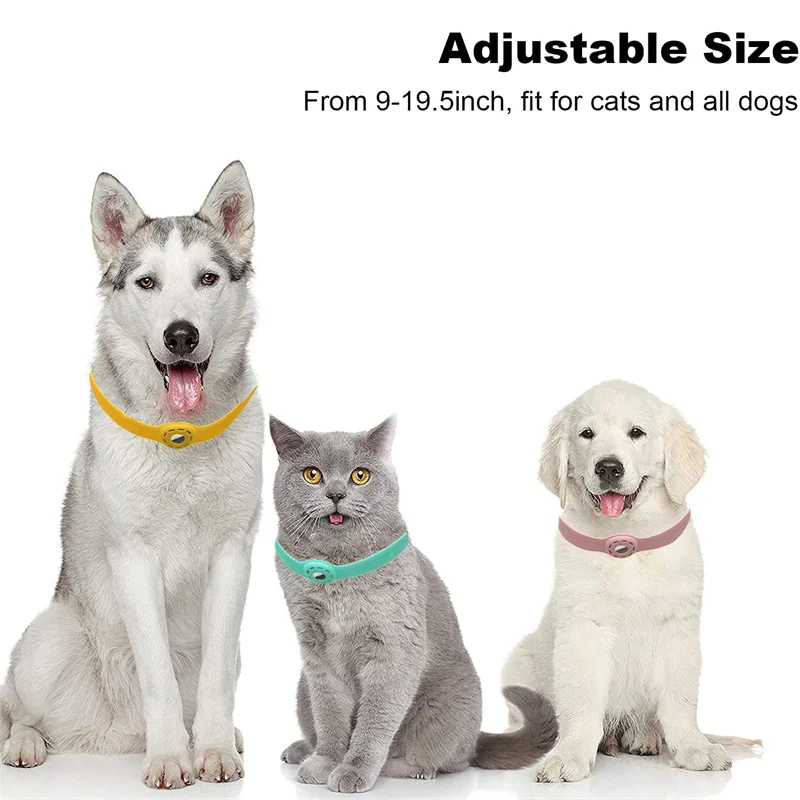 Custom Adjustable Waterproof Anti-lost GPS Cat Dog Pet Tracking Silicone Dog Collar with AirTag Holder