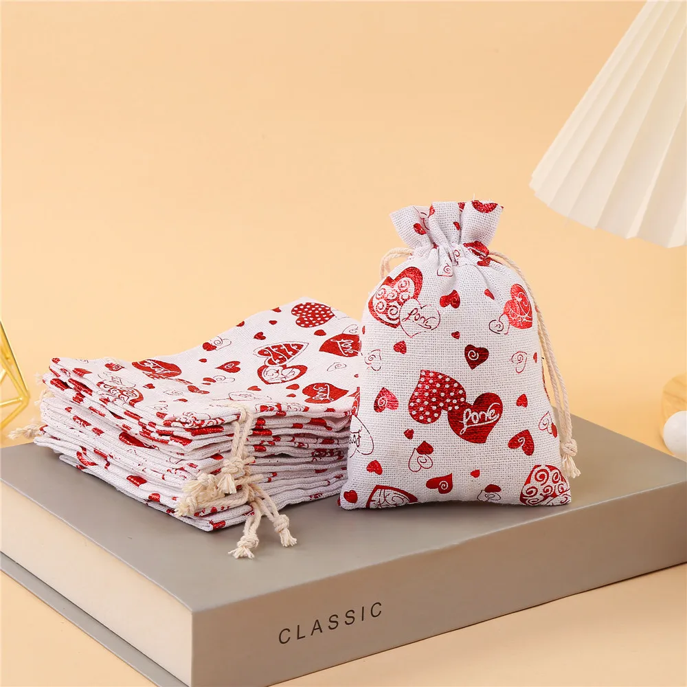 10*14cm Reusable Christmas bag Decoration Supplies Gift Candy Shopping Linen Jute Cotton Canvas Tote Bag