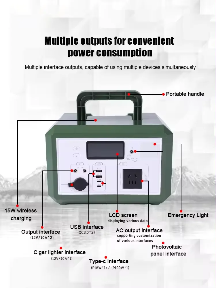 600w AC DC Solar System Panels 110v 220v Generators Lifepo4 Cell Bank 1000w 5000w Portable Power Station