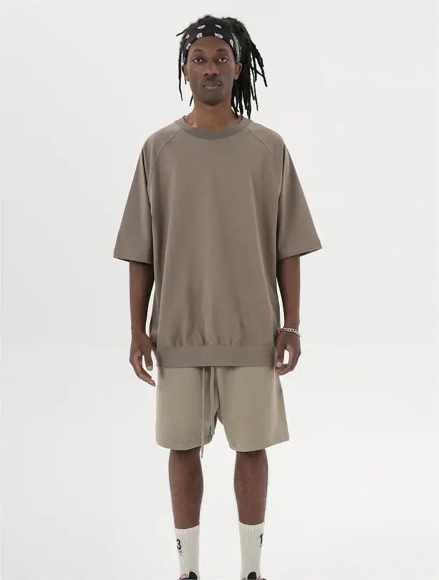 OEM Custom High Street Solid Color Pure Cotton American Casual Couple T-Shirt Short-Sleeved Print Loose Fit Bottoming Small