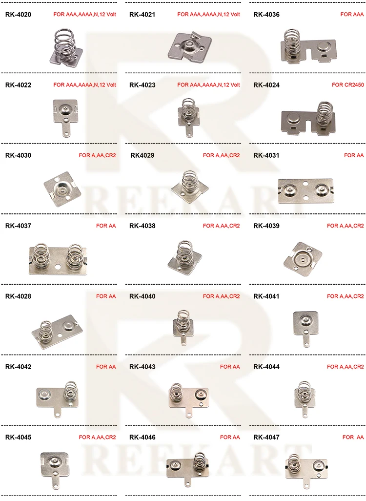 Nickel Plated Spring Steel THM Positive AA CR2 CR123A Battery Contact For Keystone 596 Replacement