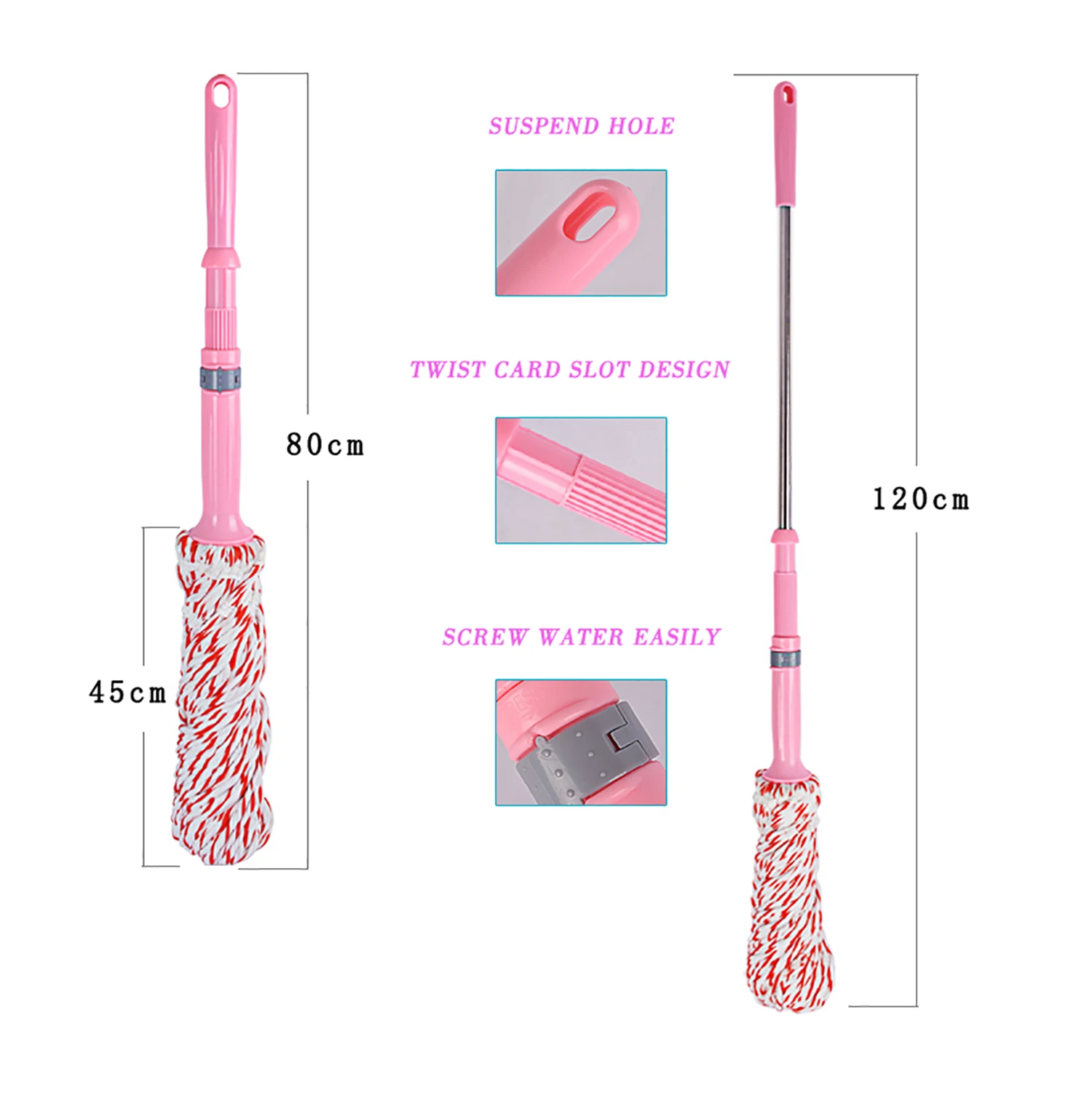 Wholesale Super Magic Microfiber Cloth Floor Mop Twist Card Slot Gray And Violet Head Modern New Design 360 Rotating Mop