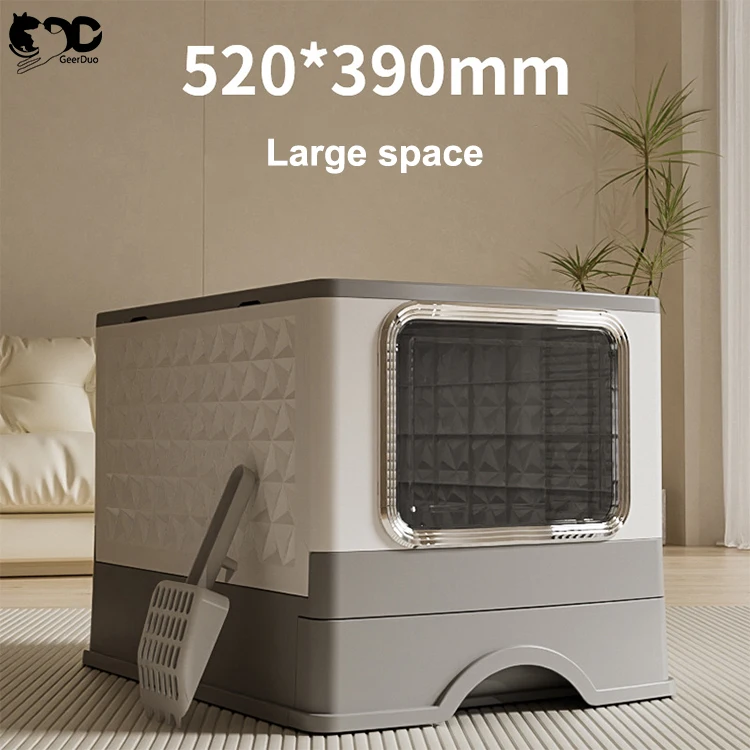 Geerduo Wholesale Large Collapsible Foldable Portable Pet Cat Toilet Litter Box For Cats with Scoop