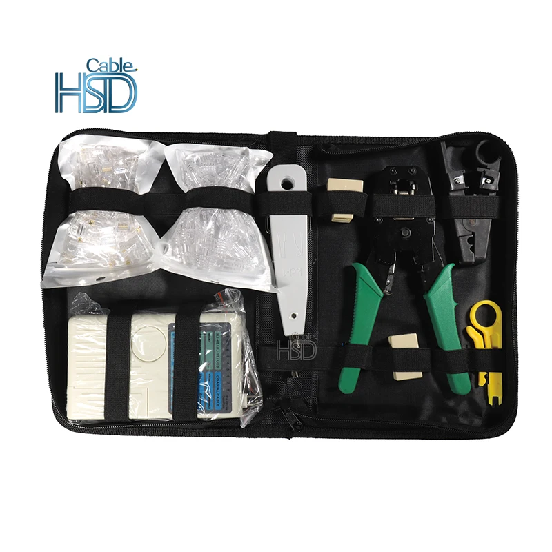 Factory Network 315 EZ Repair Tool Kit RJ45 RJ11 RJ12 Network LAN Cable Tester RJ45 Pass Through Connector Crimper Kit