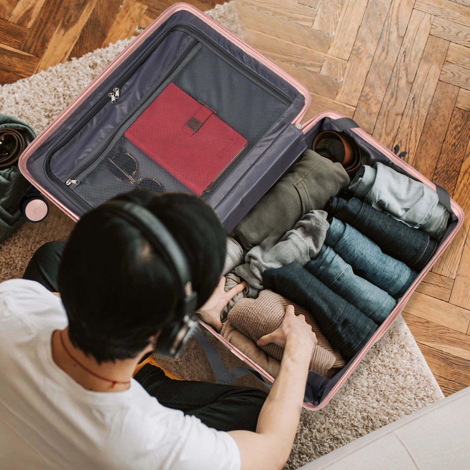 MGOB 2023 оптовая продажа новый пк багаж 3 шт. наборы чемодан сумки тележка дорожный пк чемодан