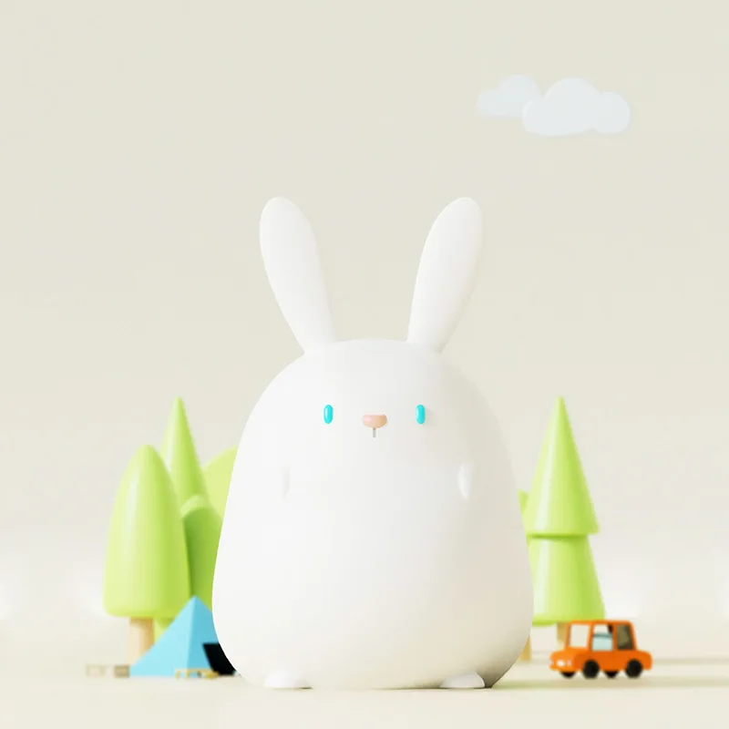 Wholesale Customizable USB Rechargeable LED Night Light Cute Rabbit Silicone Night Light for Kids Room