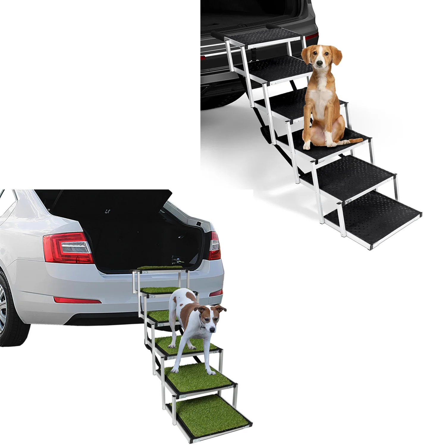 CANBO Pet Car Ladder for Large Dogs Portable Pet Stair Step with Grass Travel Dog Car Stairs