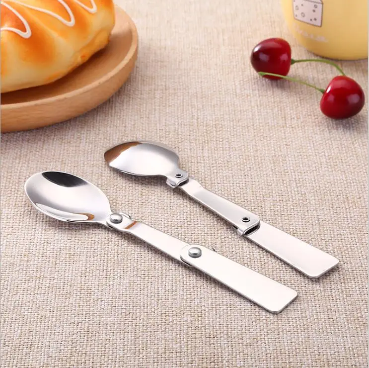 
Travel portable folding stainless steel spoon fork Camping Kit with box 