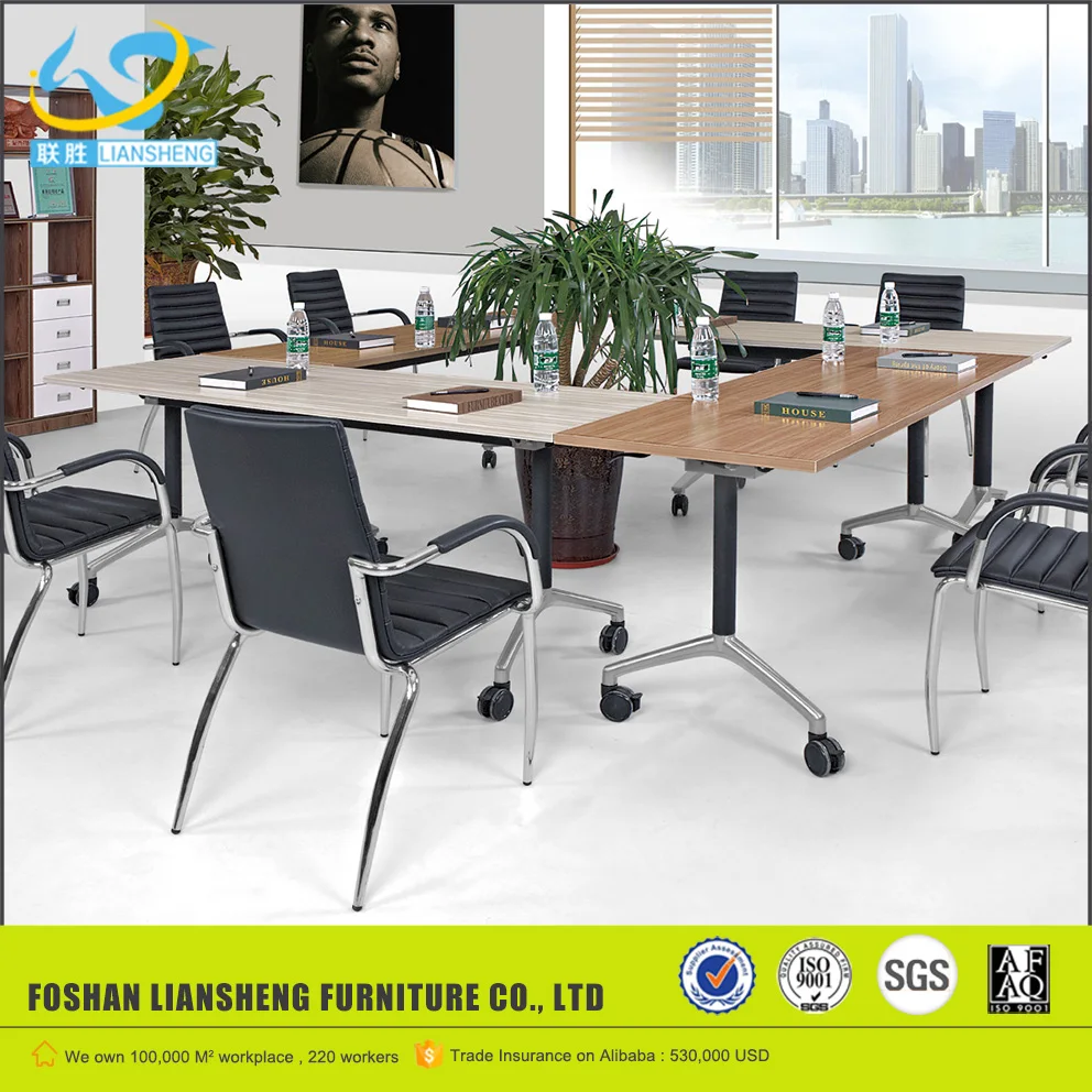 cheap furniture factory folding conference table with locking wheels