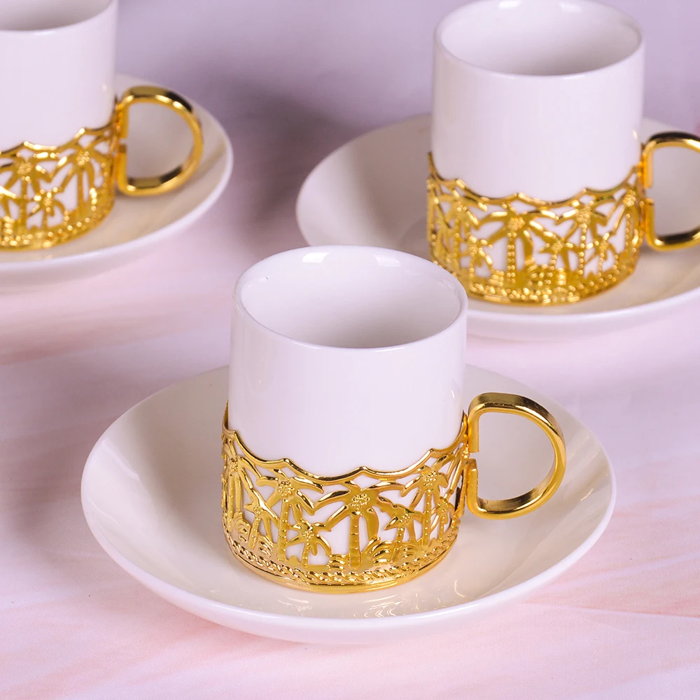 
Gold Rim Porcelain Afternoon Tea Party gold-plated tea set gifts Coffee Ceramic Cups Saucer Set Coffee & Tea Sets 