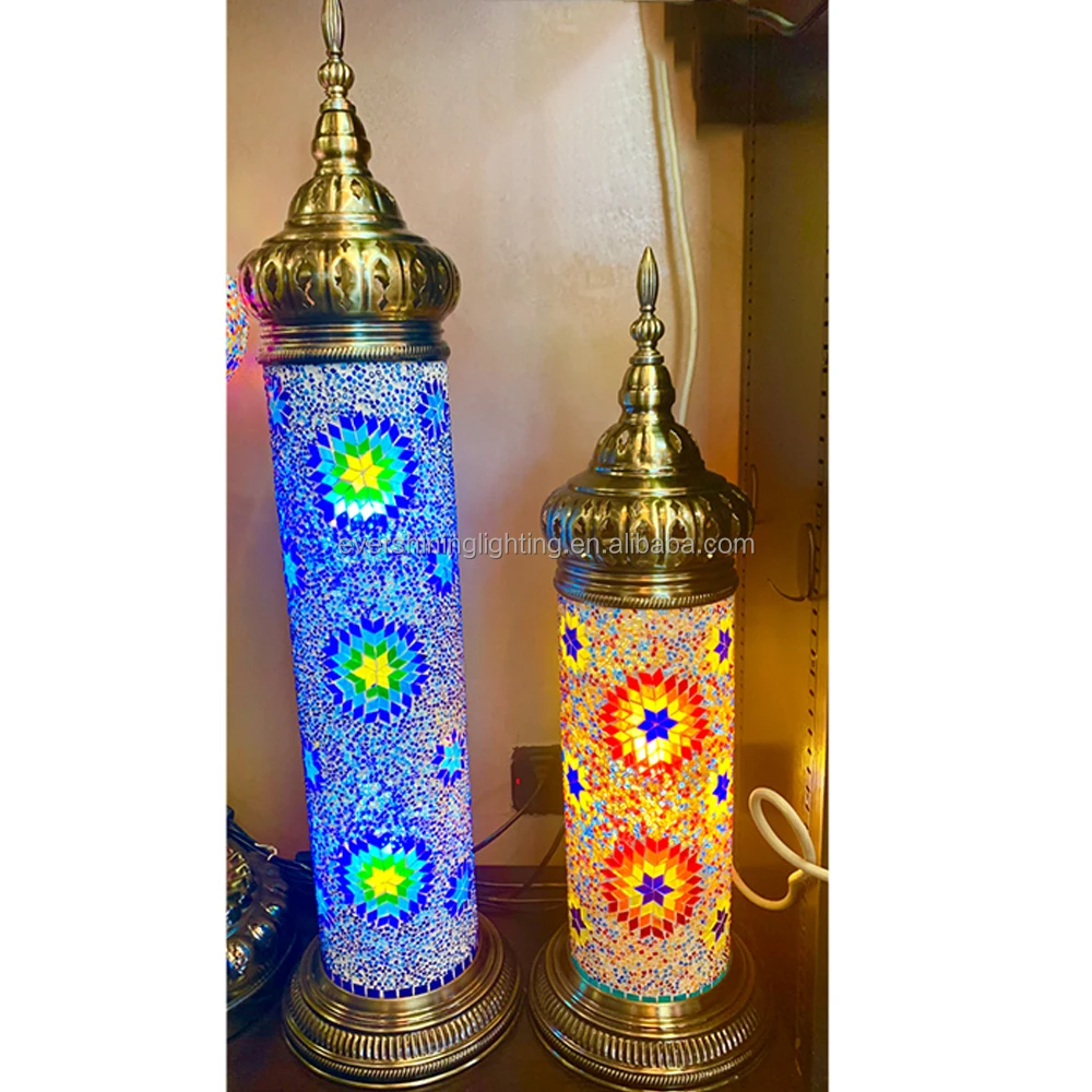 Marrakech Colorful Stained Glass Turkish Mosaic Standing Lamp Turkish Cylinder Mosaic Floor Lamp Lights
