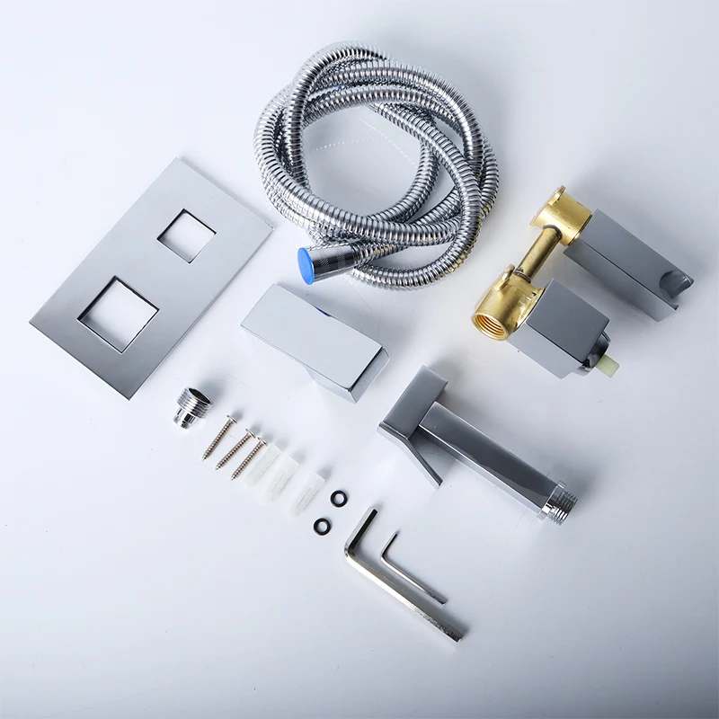 Square Shape Bathroom Brass Toilet Hot Cold Bidet Spray  Handheld Hygienic Jet  Douche Kit Muslim Shower Set Tap Shattaf Faucet