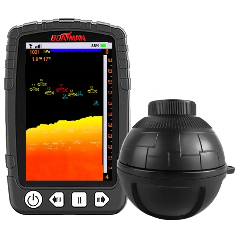 Portable Depth Fish Finder with 60M Sonar Sensor Echo Sounder Wireless Depth Finder Fishing Lure Echo Sounder