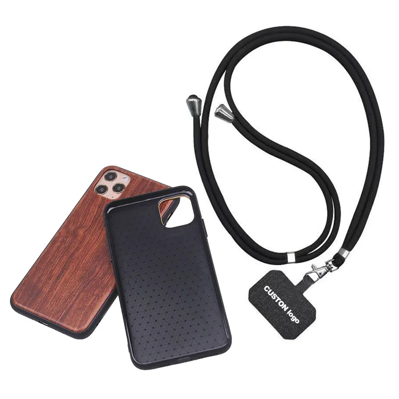 Universal Best Mobile Phone Lanyard with iPhone 14 15 Pro Wood Phone Case, Adjustable Cross Body Cell Phone Designer Neck Strap