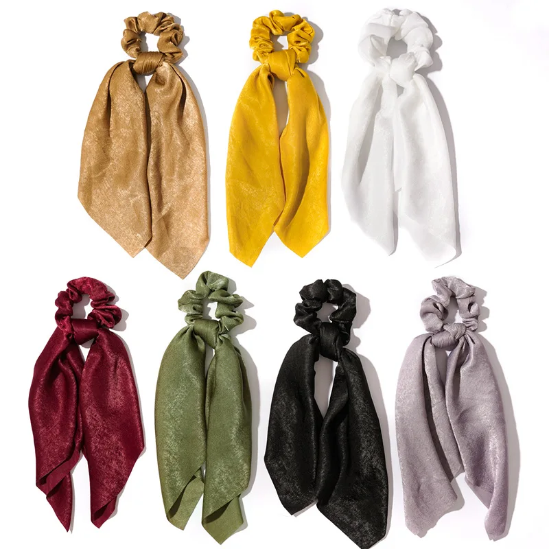 Women Solid Satin Large Ribbon Hair Rope French Ladies Headband Boutique Hair Accessories Wholesale