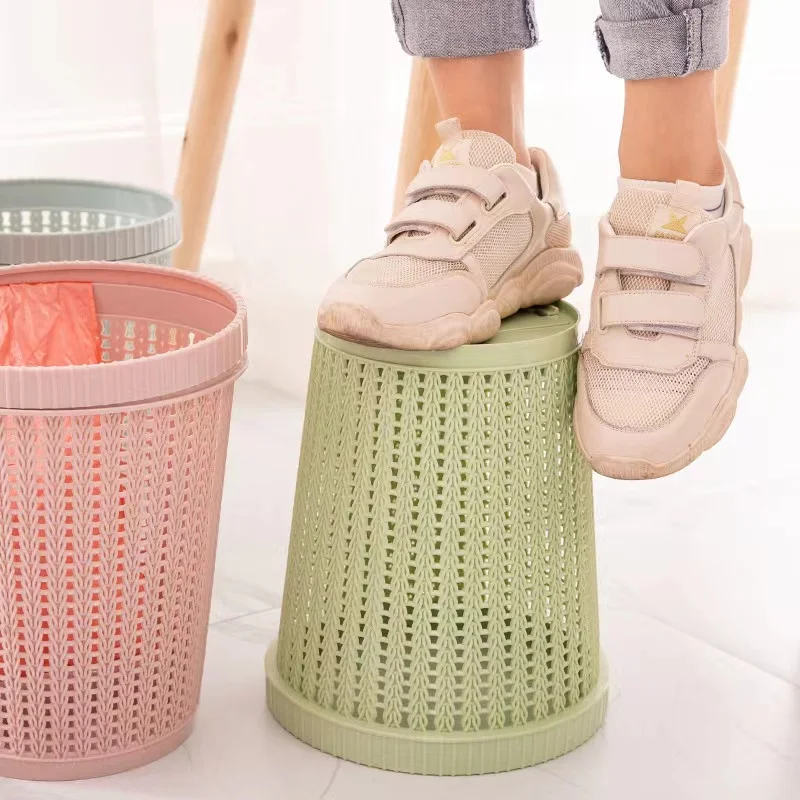 Hollow Trash Can with Built-in Trash Bag Creative Wastebasket Garbage Bin Waste Debris Storage Garbage Bin