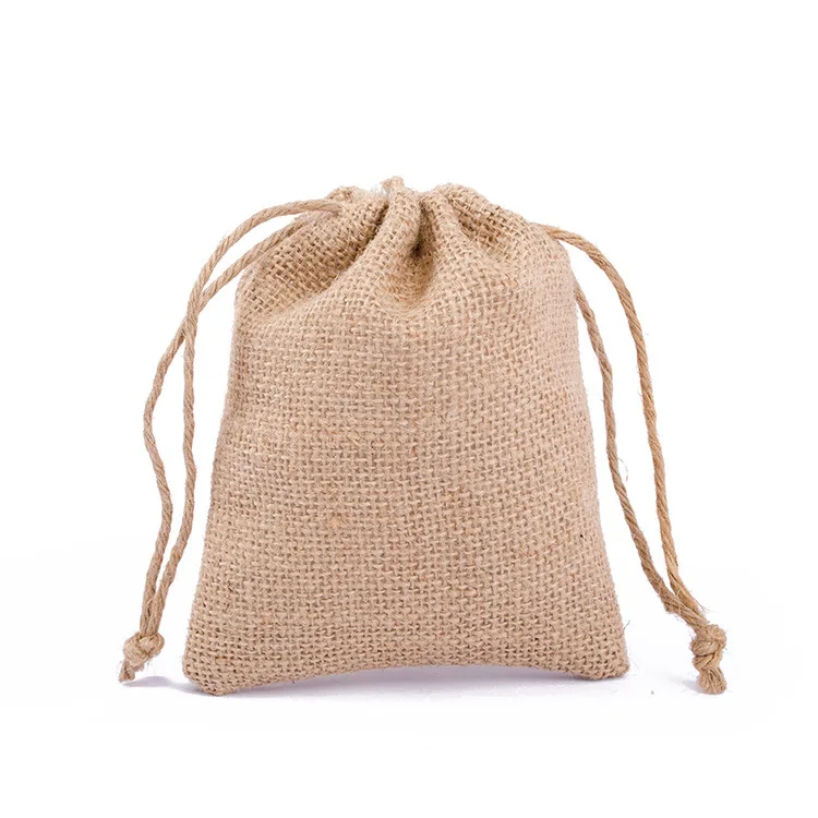 Custom logo fabric bags packaging burlap drawstring gift bags