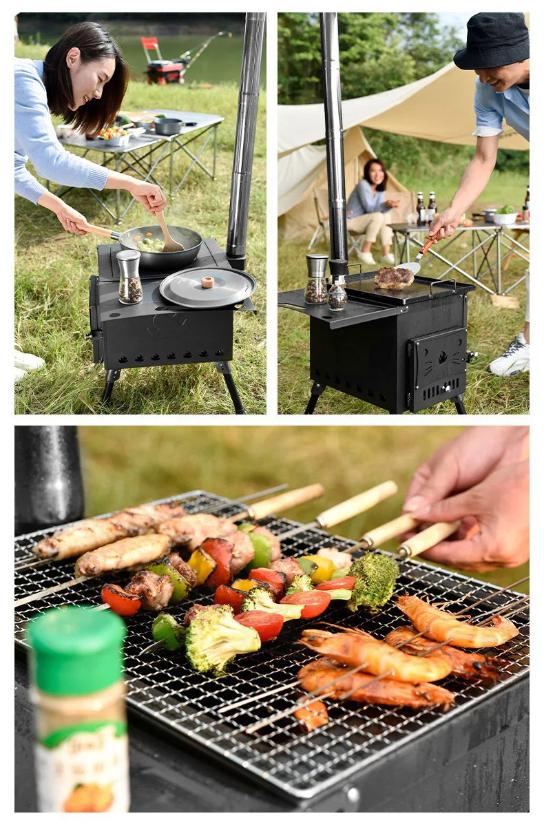CHINA Cheap Picnic Cubic Folding Cooking Tent Sauna Camp Solo Fireplace Portable Wood Stove Cassette furnace