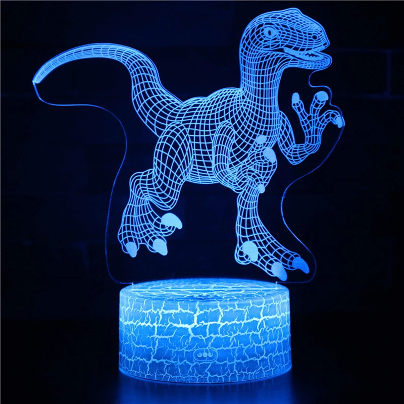 Creative gift for children dinosaur  led usb touch 3D Visual Illusion Lamp