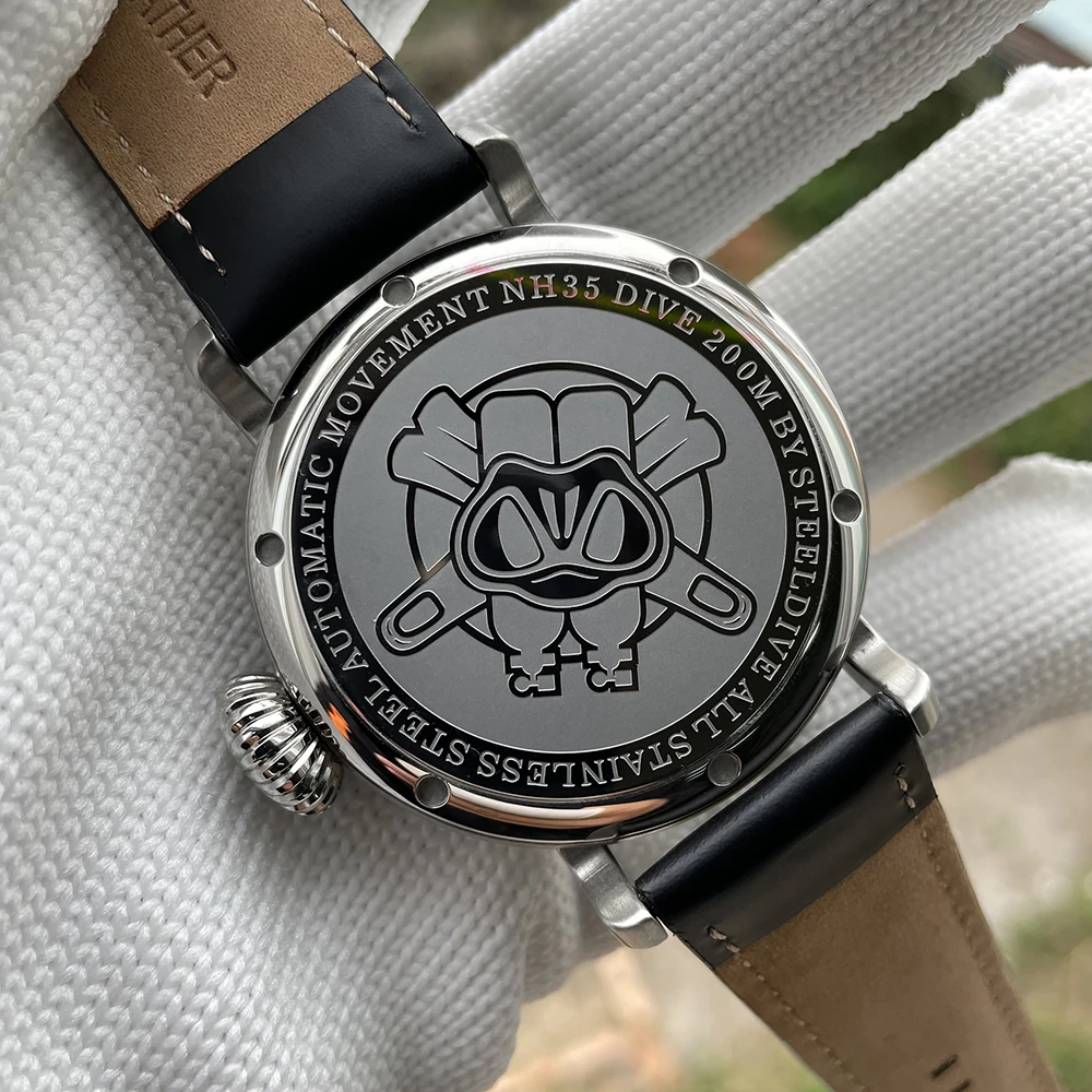 STEELDIVE SD1903 New Arrival 46.5mm Steel Case Dive Watch Super Luminous C3 Unique Crown 200M 20ATM Diving Men Watches