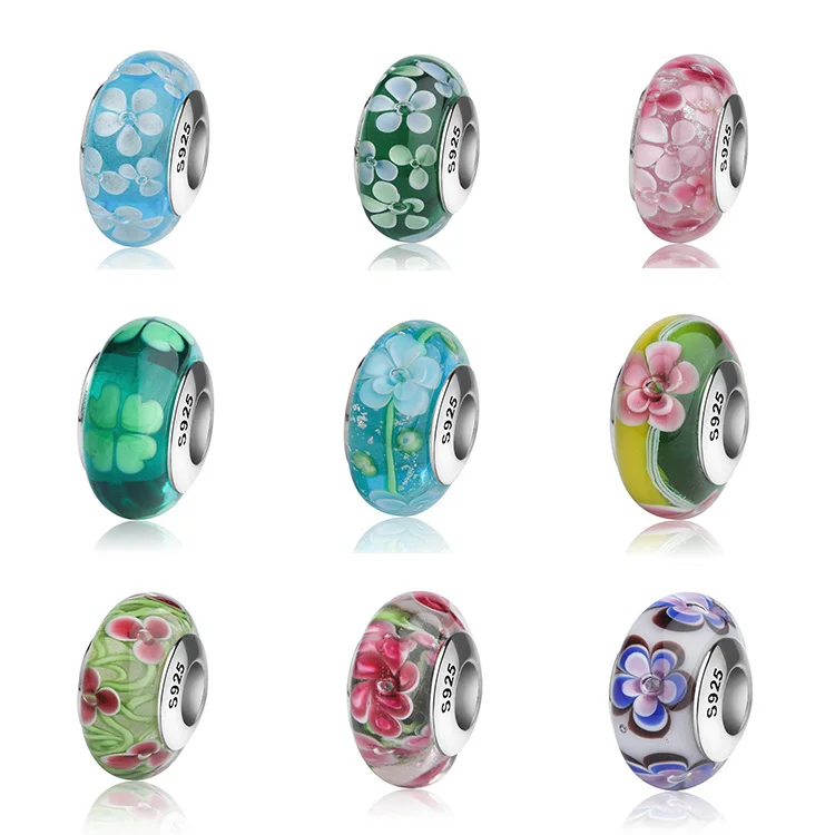 
factory wholesale 925 sterling silver murano glass beads 