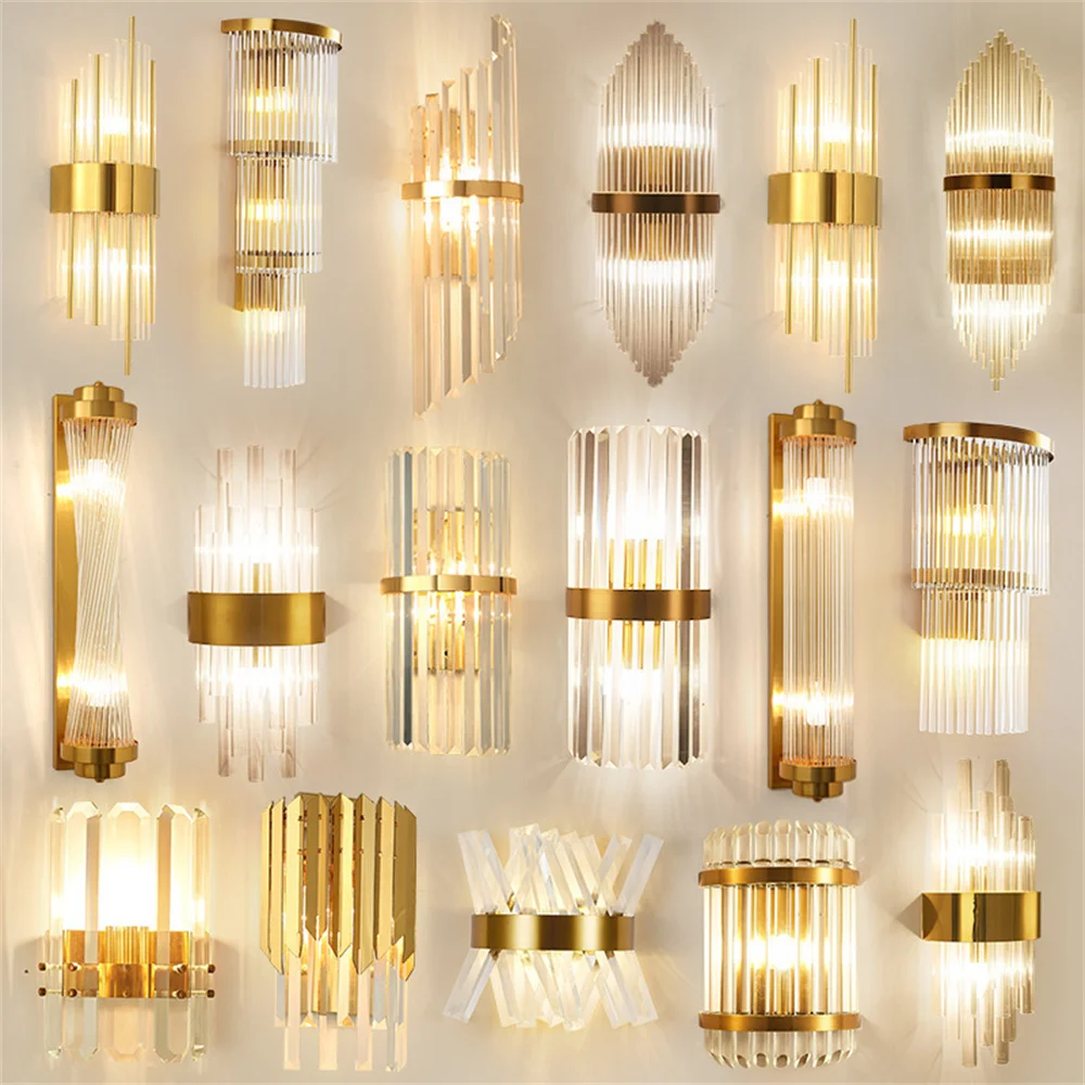 New European Style Crystal Wall Lamp Creative Fashion Restaurant Living Room Interior Bedside Decoration Lighting Wall Lamp