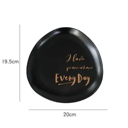 Nordic creative ceramic tableware with gold text western dishes matte gold triangle plate