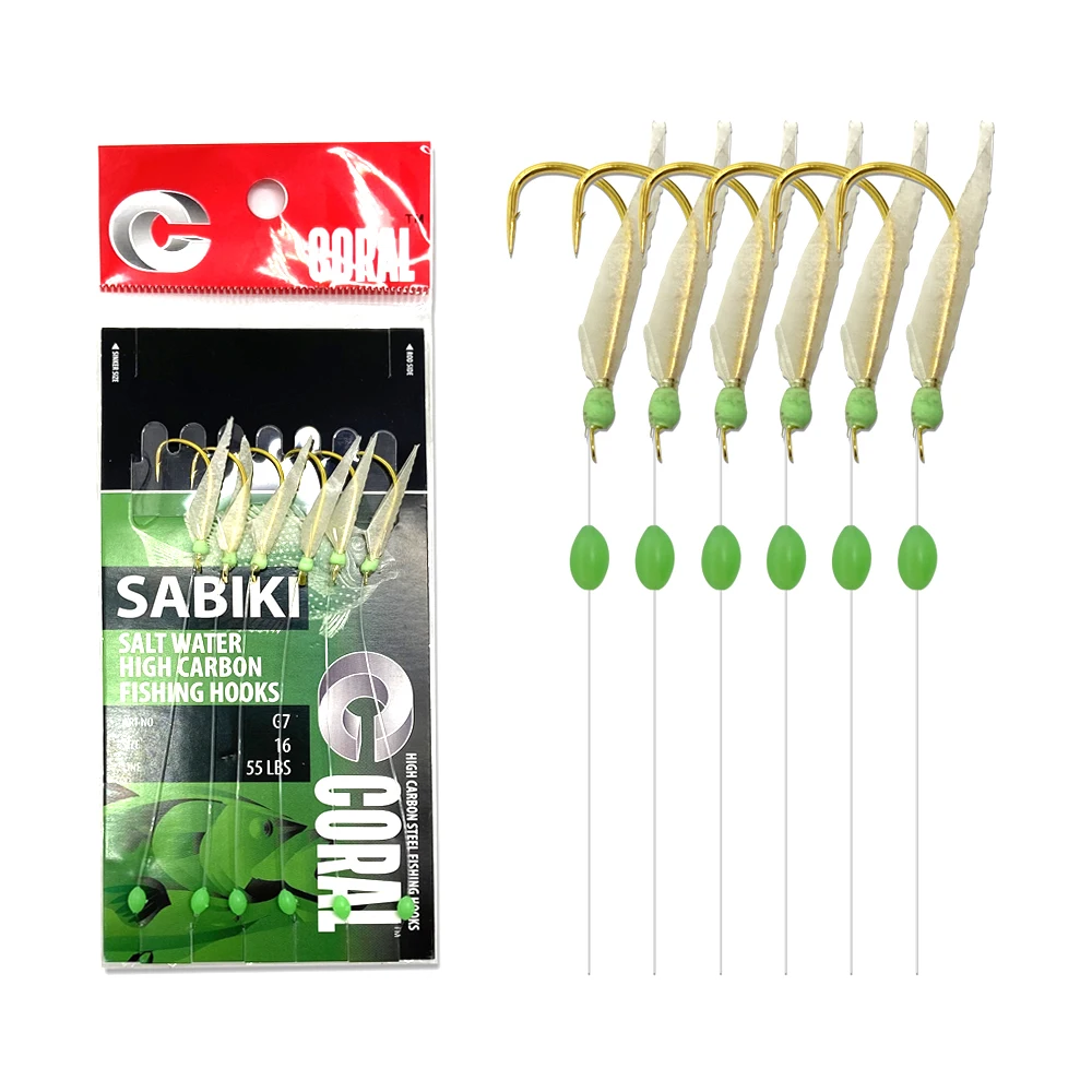 Gorgons 8# 10# 12# 14# 16# Fishing Flasher Rigs with Luminous Beads Sabiki hooks Rigs