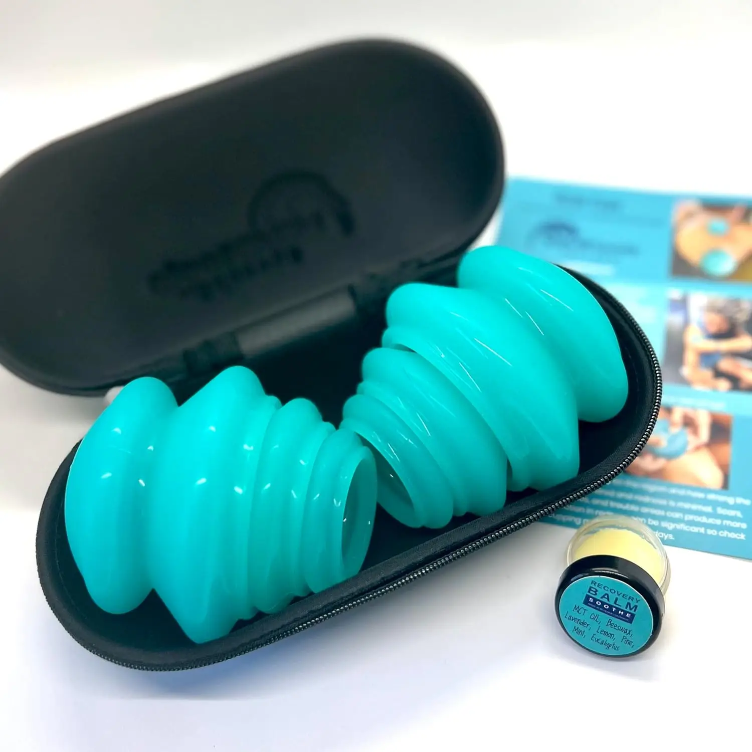 Glide Silicone Sport Cupping set of 6 mushroom cups in case Ideal for massage, myofascial release, circulation and scars