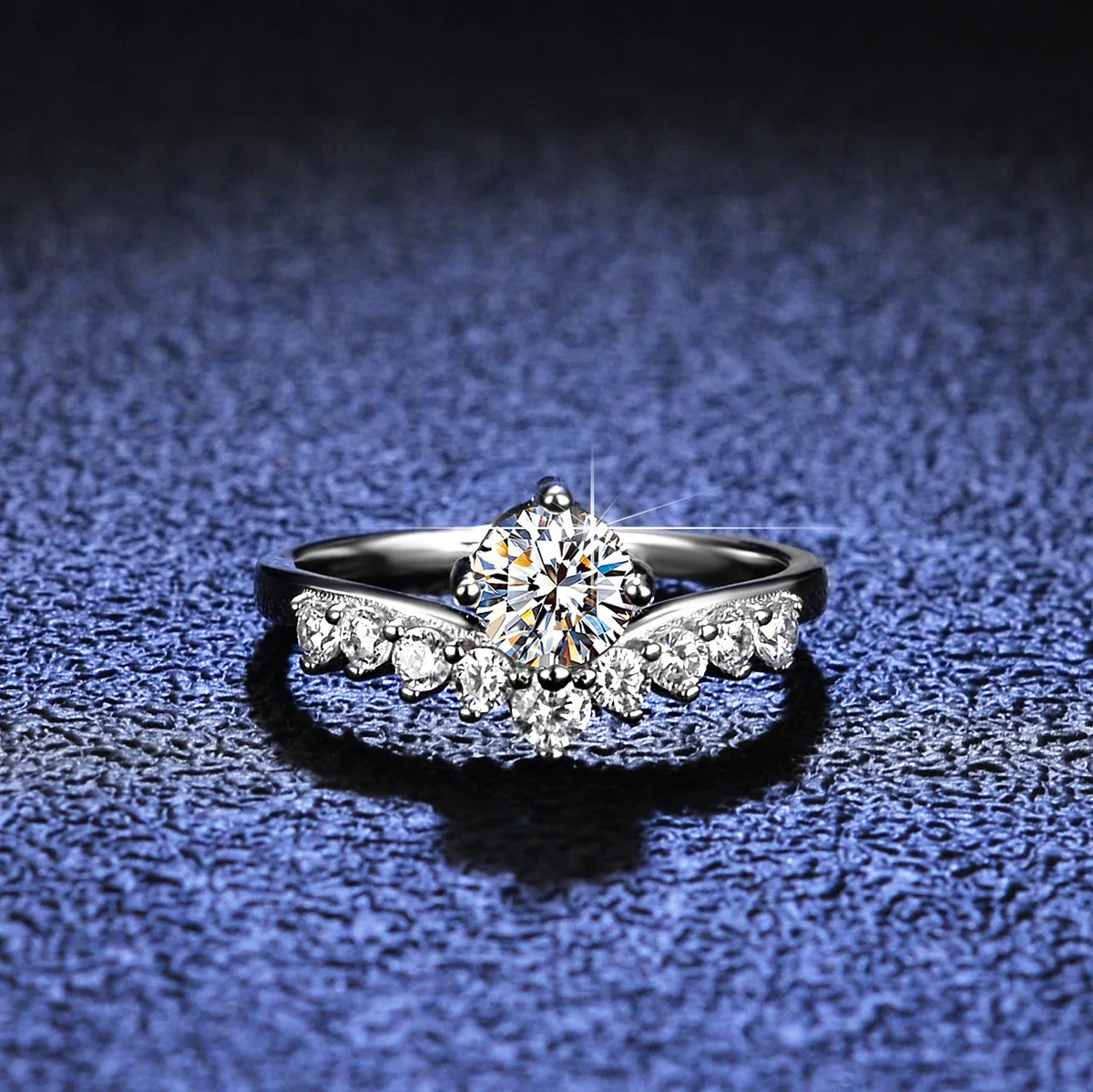 Moissanite female diamond silver ring princess crown 925 sterling silver ring