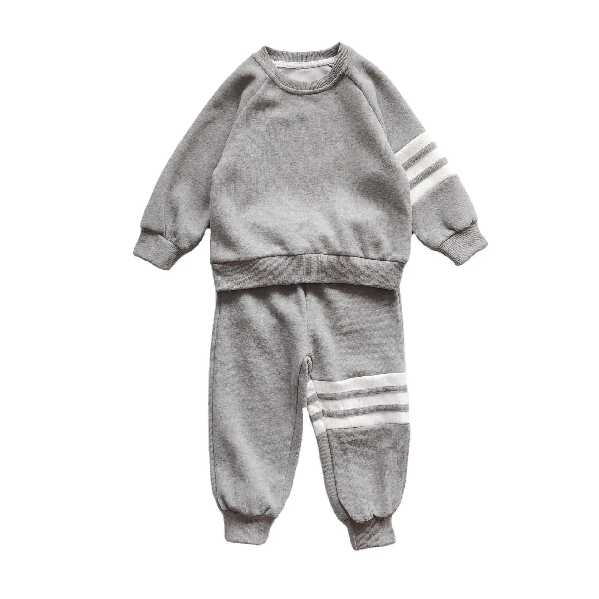 
High quality solid color boys suits cotton sweater 2-piece set kids suit for boys jogging suit 
