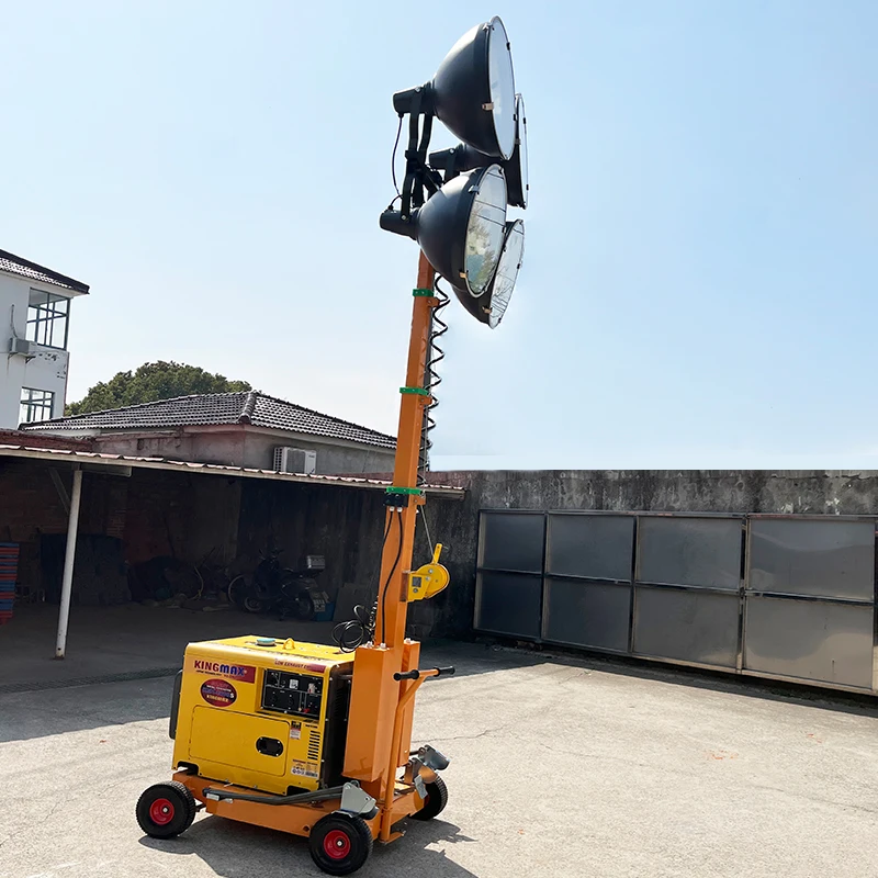 Durable trolley type lighthouse 4M 5M 6M mobile diesel power generation metal halide trolley type lifting lighthouse for sale